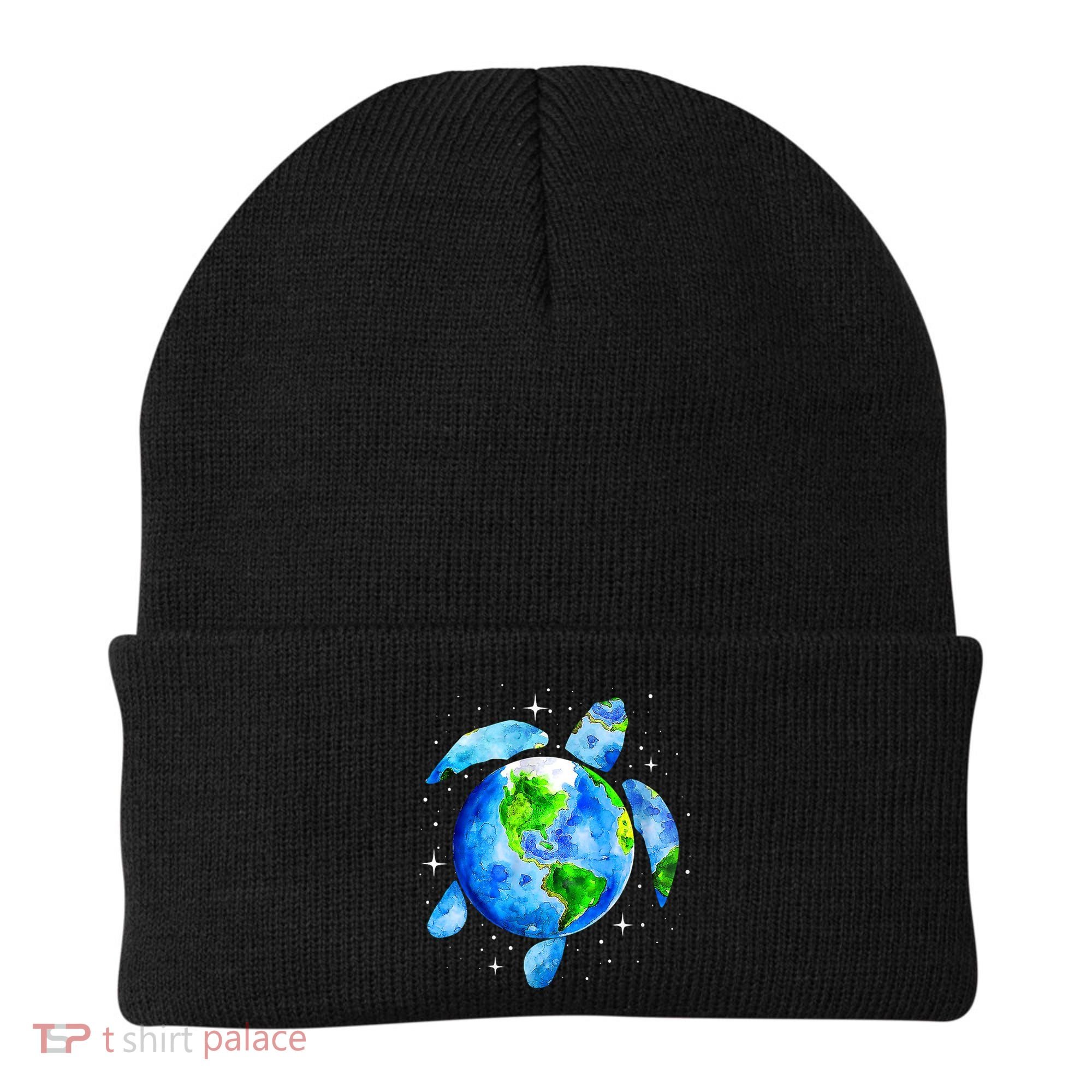 Happy Earth Day Restore Save The Planet Earth Sea Turtle Art Gift Beanie