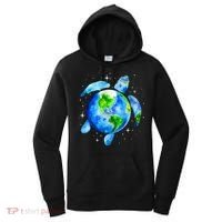 Happy Earth Day Restore Save The Planet Earth Sea Turtle Art Gift Women's Hoodie thumb 0