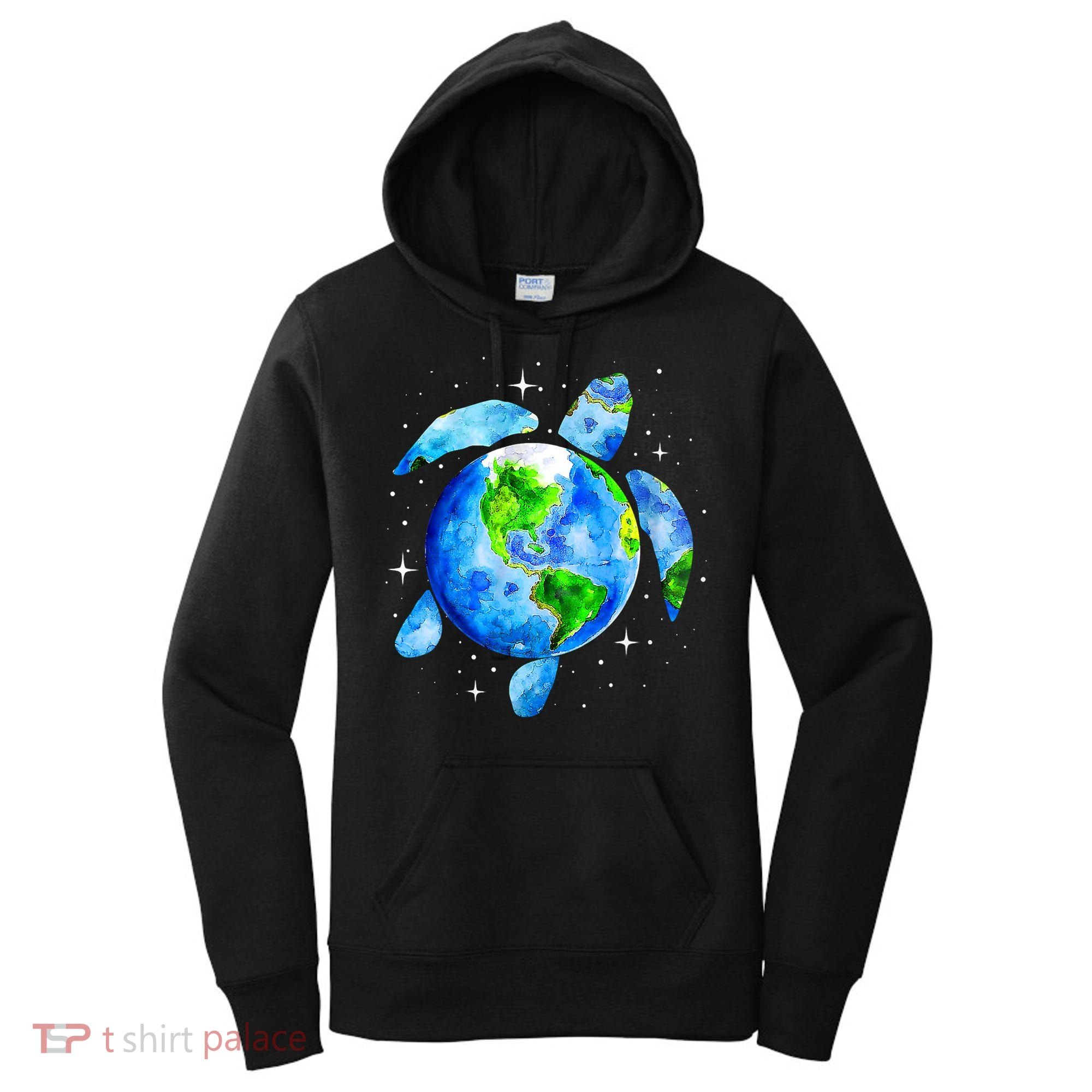 Happy Earth Day Restore Save The Planet Earth Sea Turtle Art Gift Women's Hoodie