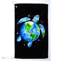 Happy Earth Day Restore Save The Planet Earth Sea Turtle Art Gift Golf Towel thumb 0