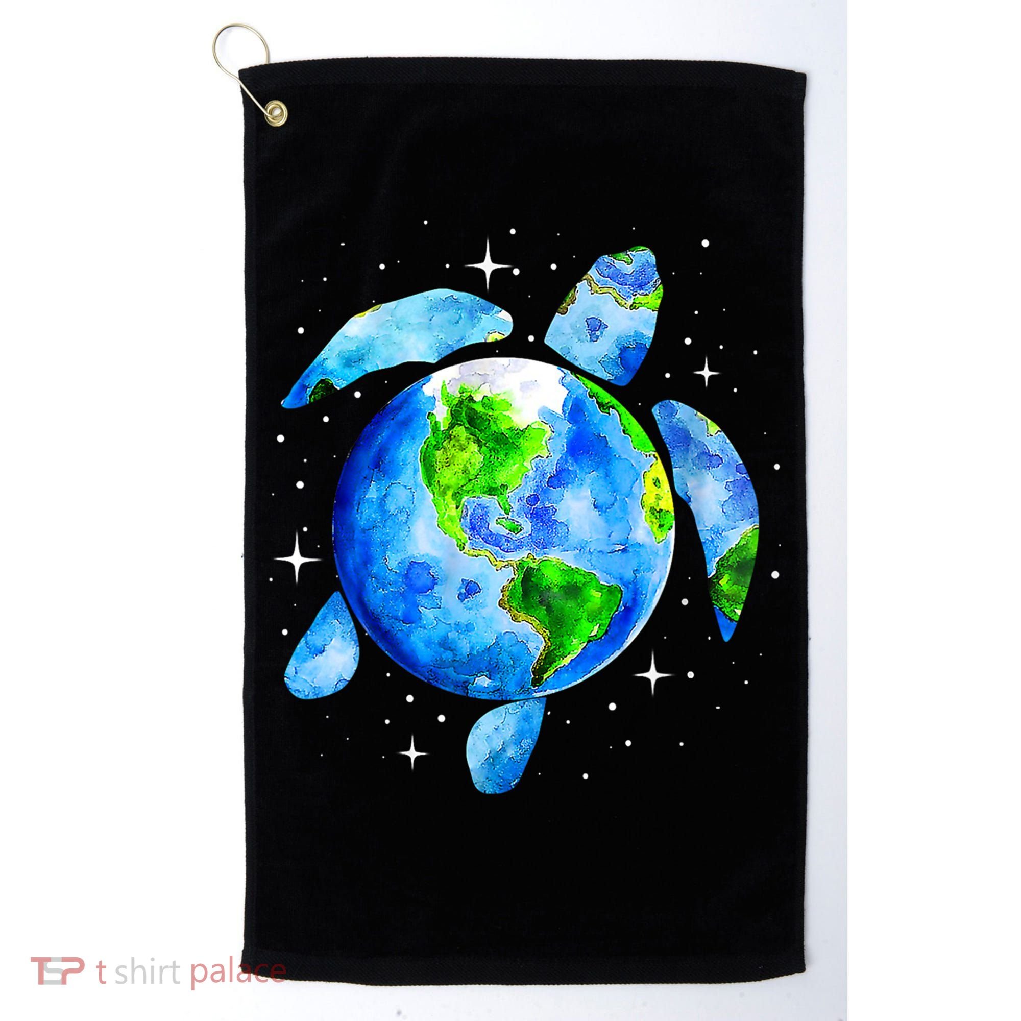 Happy Earth Day Restore Save The Planet Earth Sea Turtle Art Gift Golf Towel