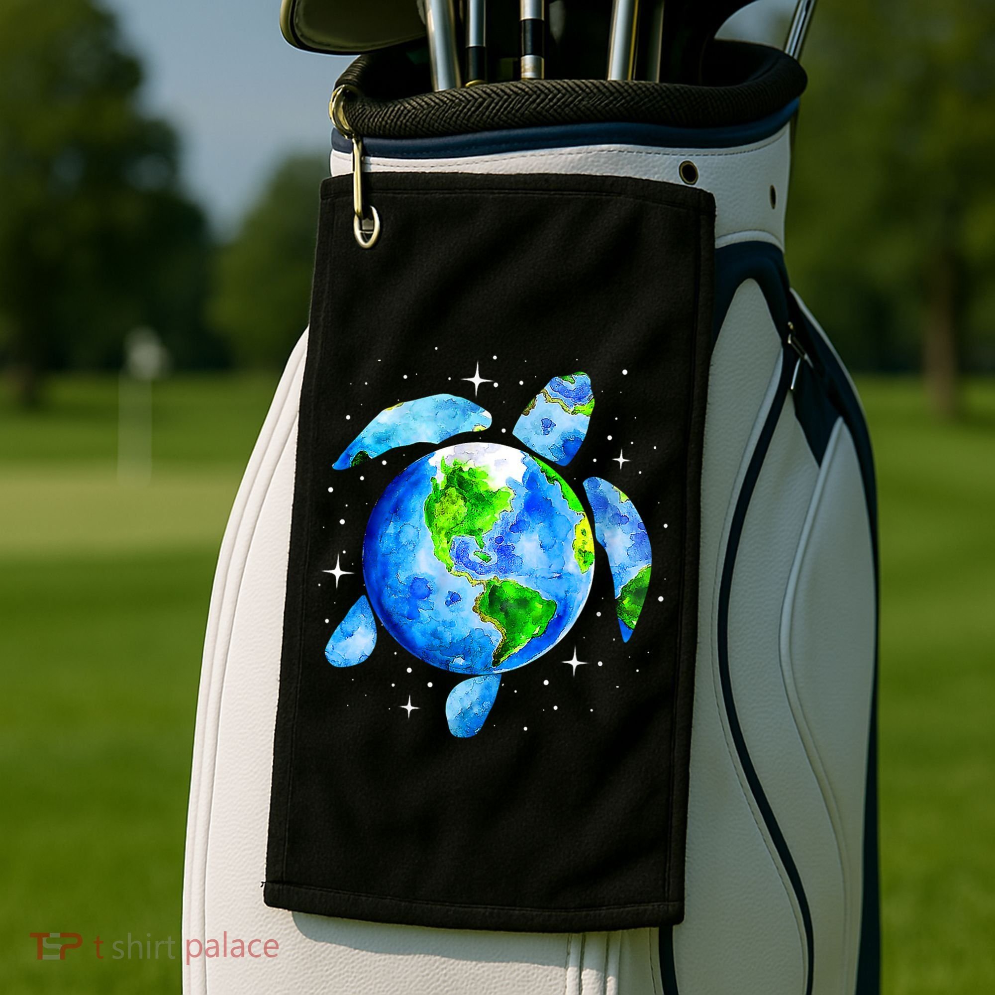 Happy Earth Day Restore Save The Planet Earth Sea Turtle Art Gift Golf Towel