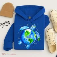Happy Earth Day Restore Save The Planet Earth Sea Turtle Art Gift Hoodie thumb 4