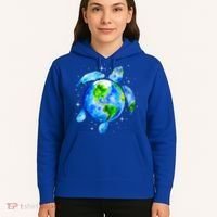 Happy Earth Day Restore Save The Planet Earth Sea Turtle Art Gift Hoodie thumb 5