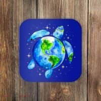 Happy Earth Day Restore Save The Planet Earth Sea Turtle Art Gift Coaster thumb 0