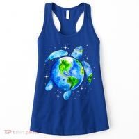 Happy Earth Day Restore Save The Planet Earth Sea Turtle Art Gift Women's Tank Top thumb 0