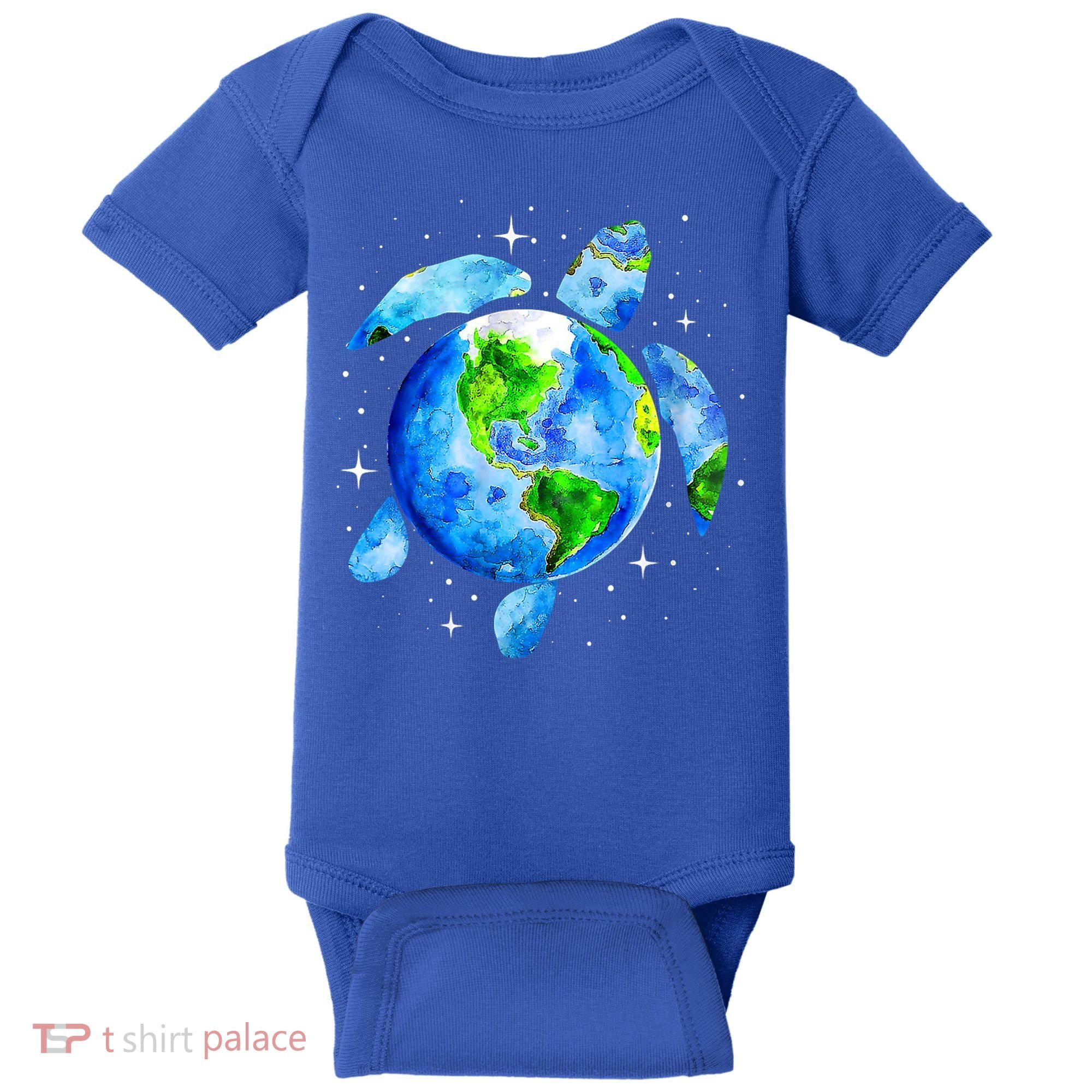Happy Earth Day Restore Save The Planet Earth Sea Turtle Art Gift Baby Bodysuit