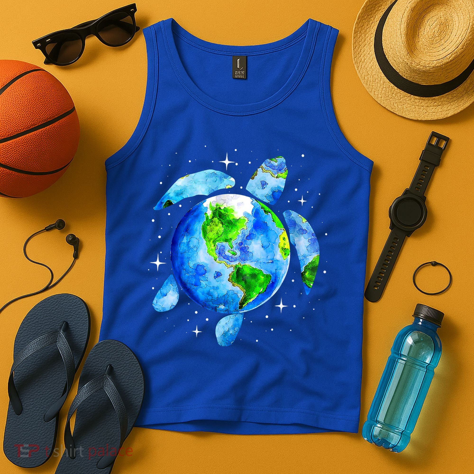 Happy Earth Day Restore Save The Planet Earth Sea Turtle Art Gift Tank Top