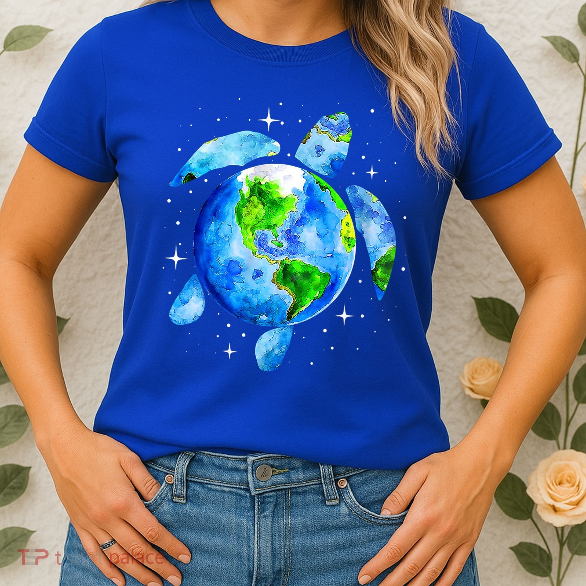 Happy Earth Day Restore Save The Planet Earth Sea Turtle Art Gift Women's T-Shirt