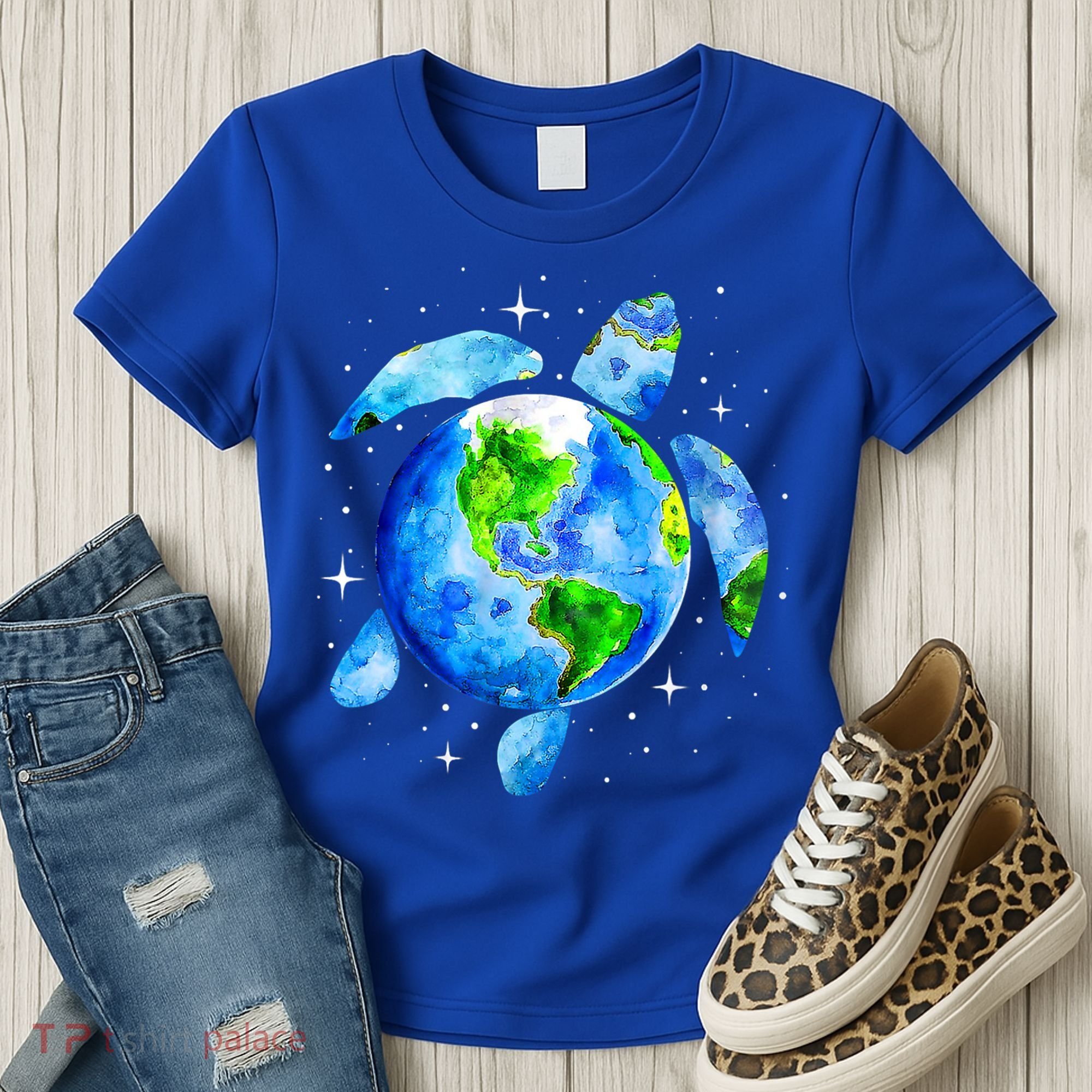 Happy Earth Day Restore Save The Planet Earth Sea Turtle Art Gift Women's T-Shirt