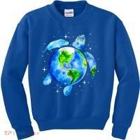 Happy Earth Day Restore Save The Planet Earth Sea Turtle Art Gift Kids Sweatshirt thumb 0