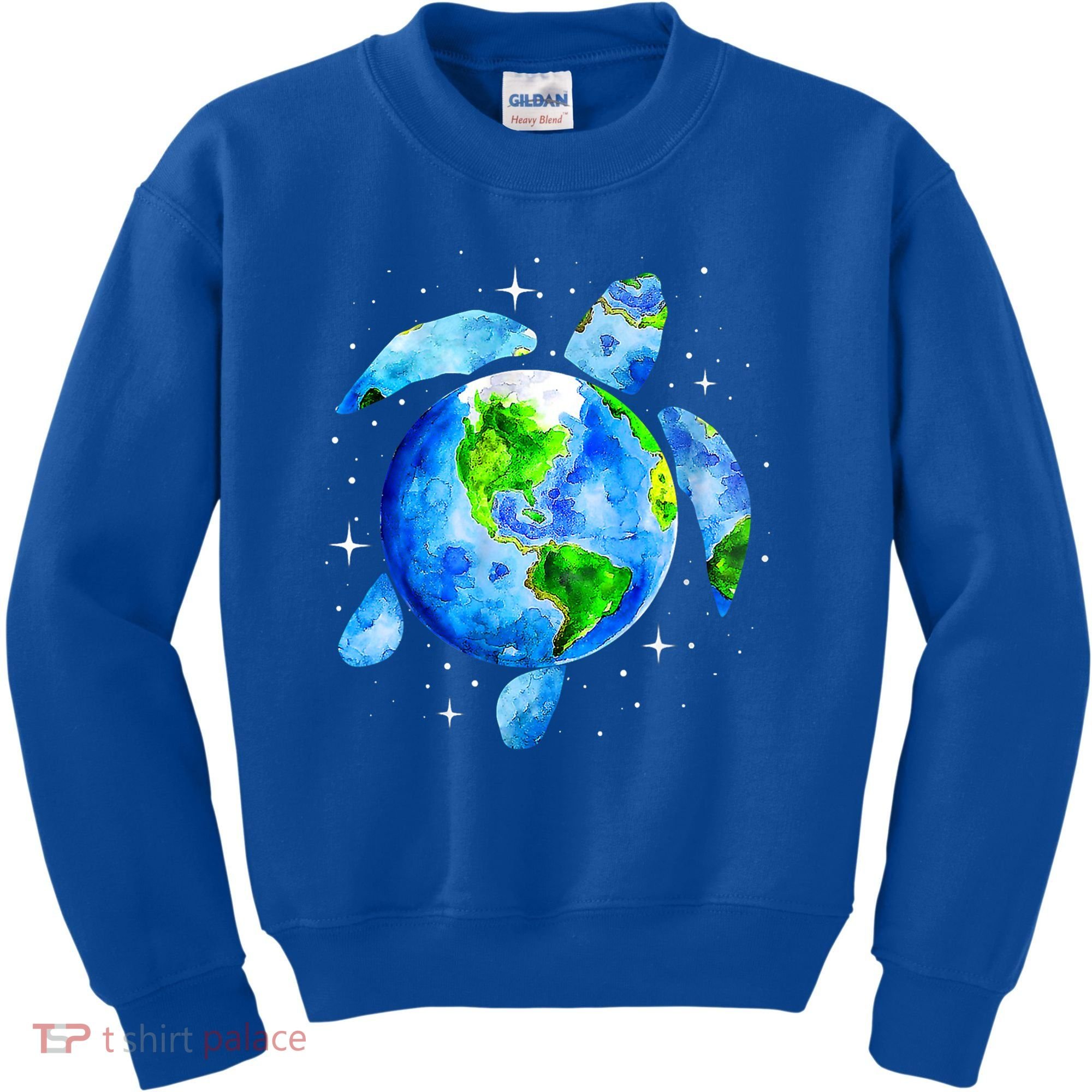 Happy Earth Day Restore Save The Planet Earth Sea Turtle Art Gift Kids Sweatshirt