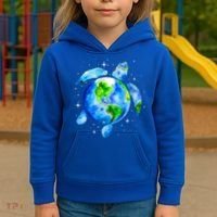 Happy Earth Day Restore Save The Planet Earth Sea Turtle Art Gift Kids Hoodie thumb 3
