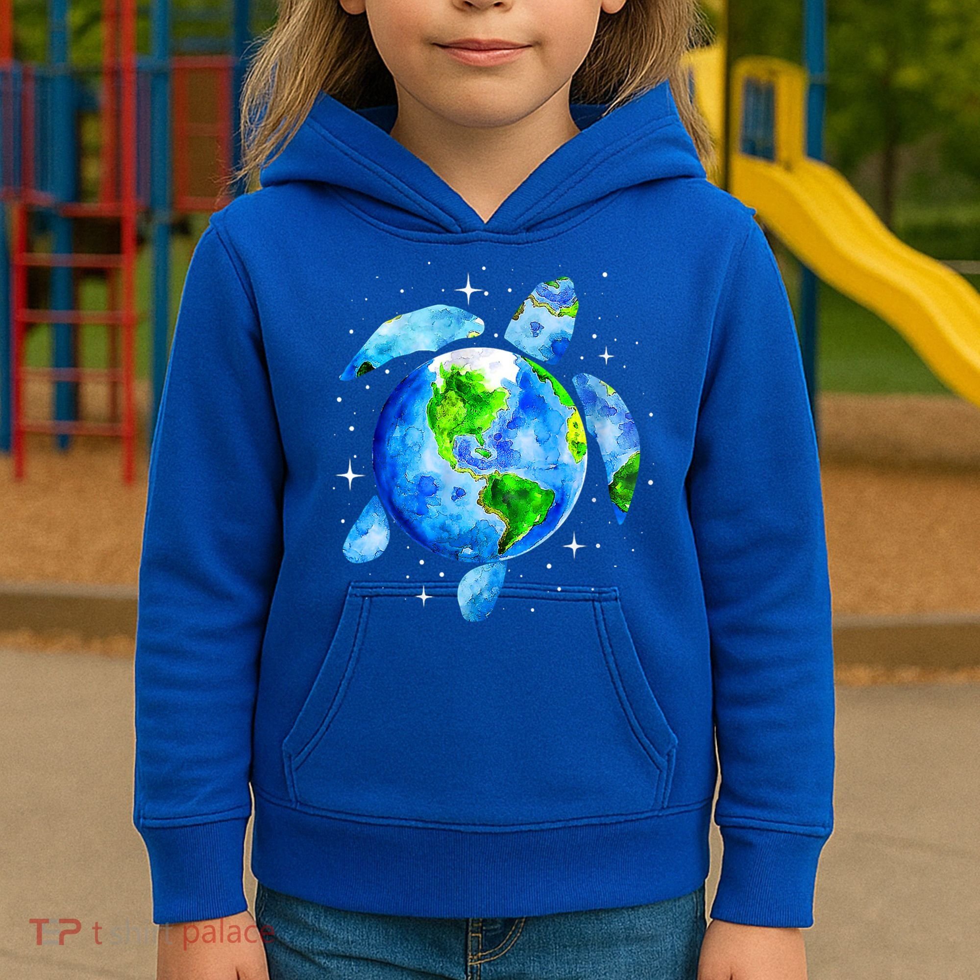 Happy Earth Day Restore Save The Planet Earth Sea Turtle Art Gift Kids Hoodie