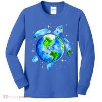 Happy Earth Day Restore Save The Planet Earth Sea Turtle Art Gift Kids Long Sleeve Shirt thumb 0
