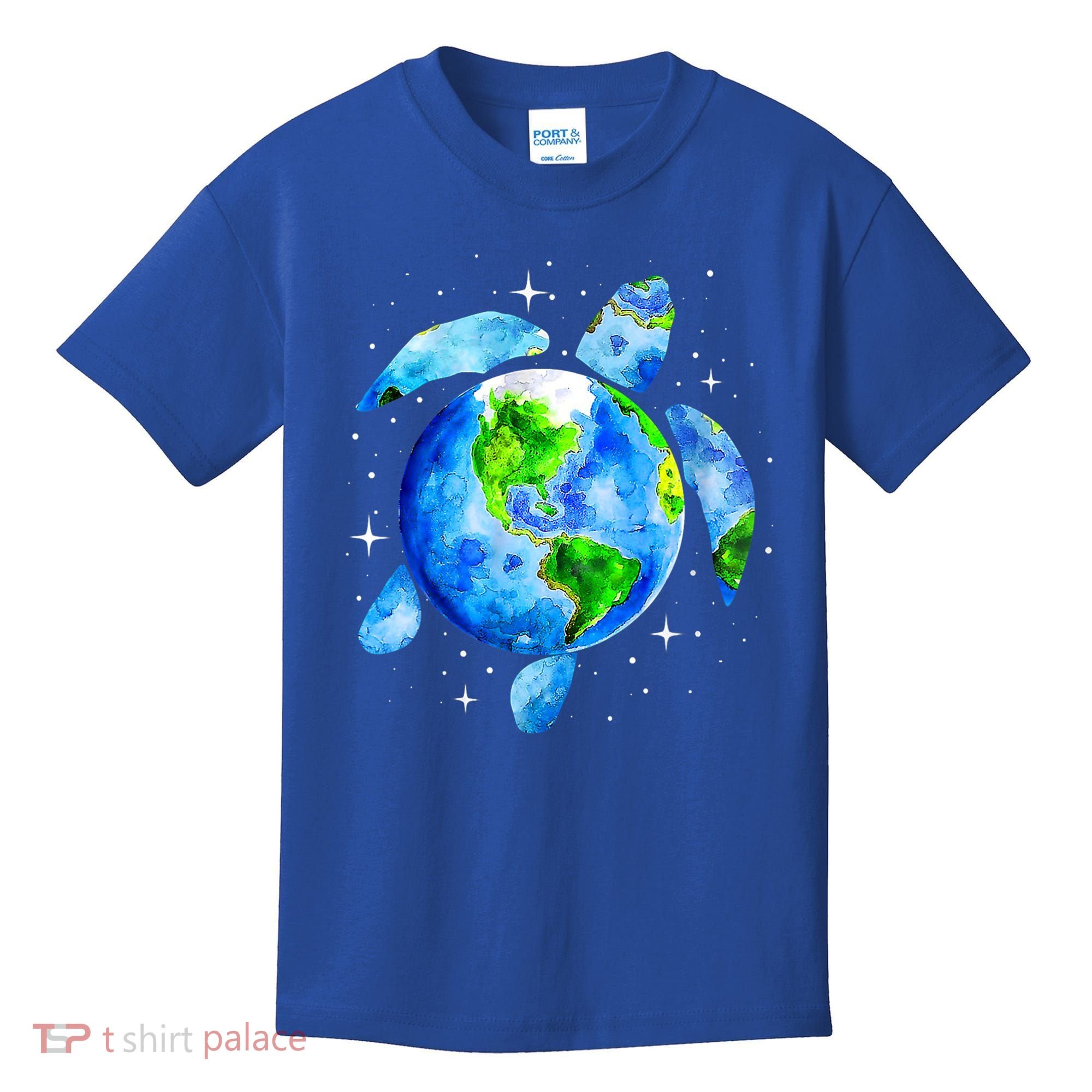 Happy Earth Day Restore Save The Planet Earth Sea Turtle Art Gift Kids T-Shirt