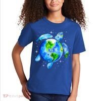 Happy Earth Day Restore Save The Planet Earth Sea Turtle Art Gift Kids T-Shirt thumb 2