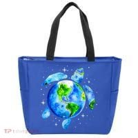 Happy Earth Day Restore Save The Planet Earth Sea Turtle Art Gift Tote Bag thumb 0