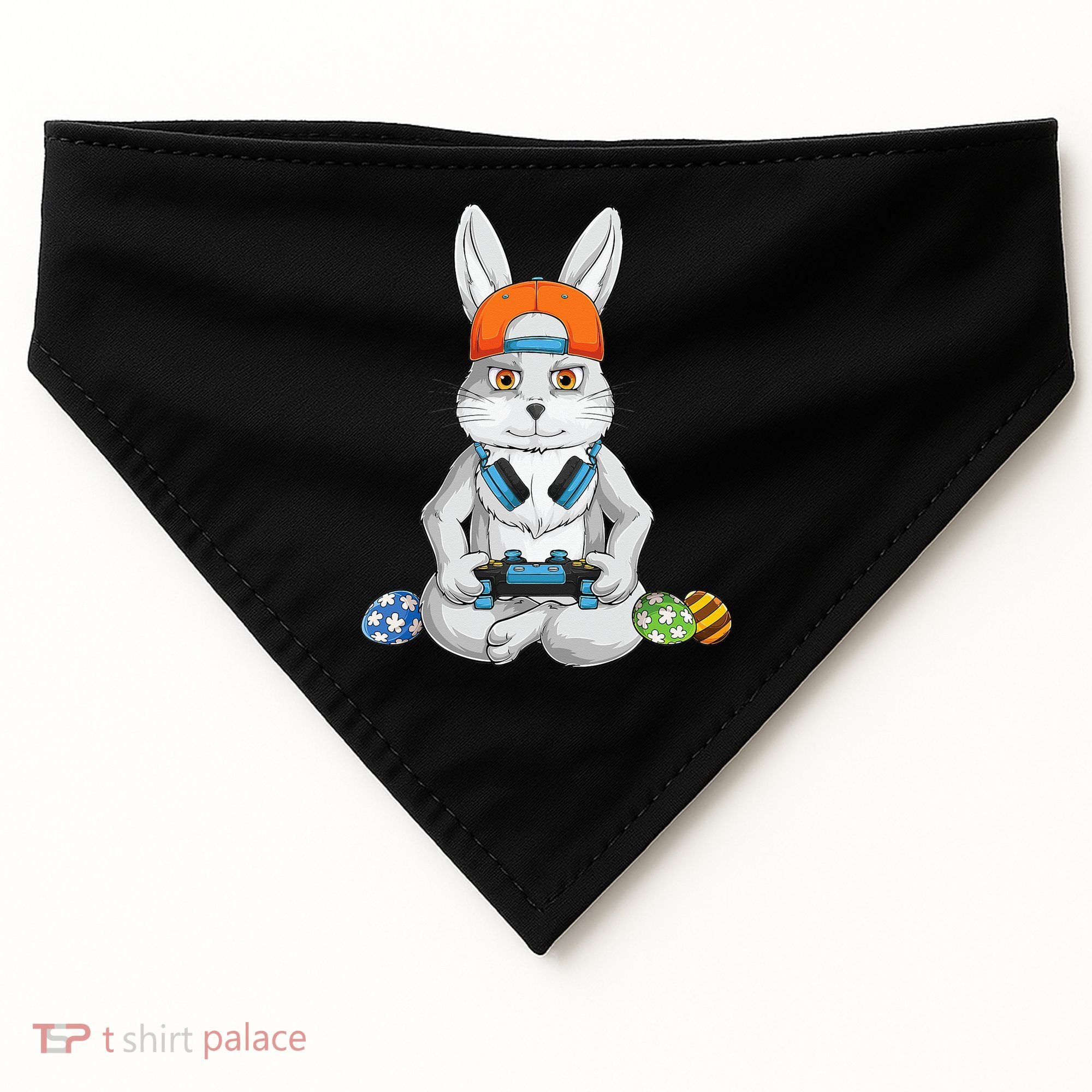 Happy Easter Day Bunny Egg Funny Gamer USA-Made Doggie Bandana