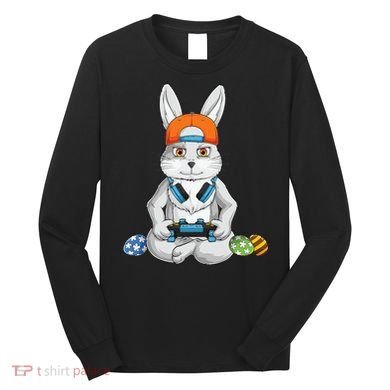 Happy Easter Day Bunny Egg Funny Gamer Long Sleeve Shirt