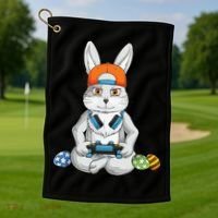 Happy Easter Day Bunny Egg Funny Gamer Golf Towel thumb 1