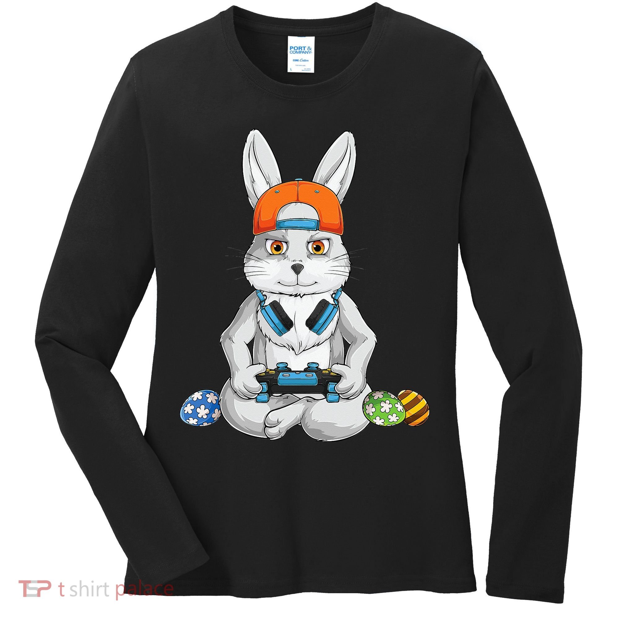 Happy Easter Day Bunny Egg Funny Gamer Women's Long Sleeve Shirt