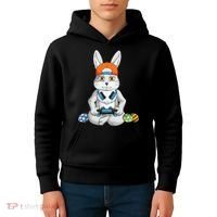 Happy Easter Day Bunny Egg Funny Gamer Kids Hoodie thumb 4