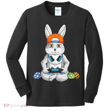 Happy Easter Day Bunny Egg Funny Gamer Kids Long Sleeve Shirt