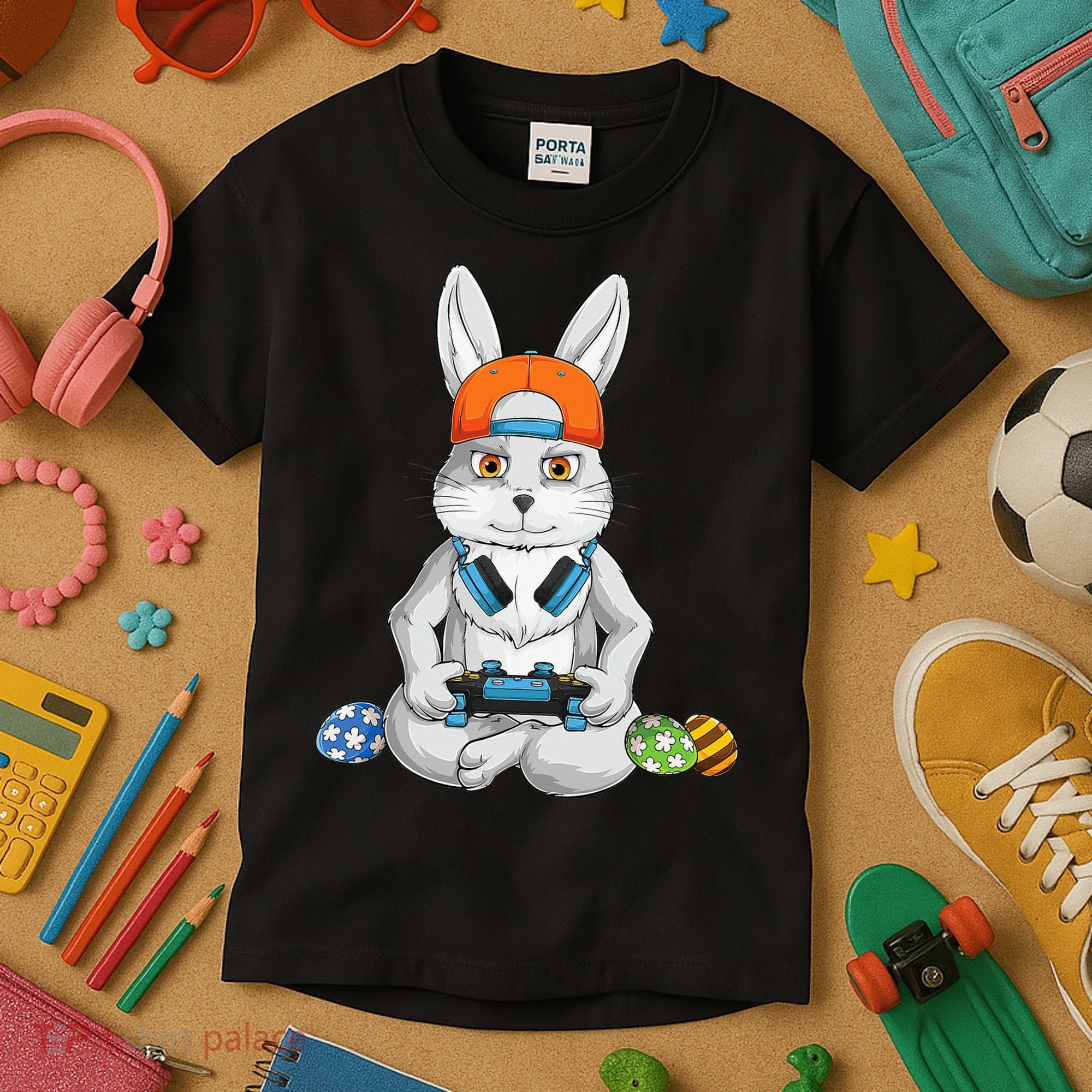 Happy Easter Day Bunny Egg Funny Gamer Kids T-Shirt