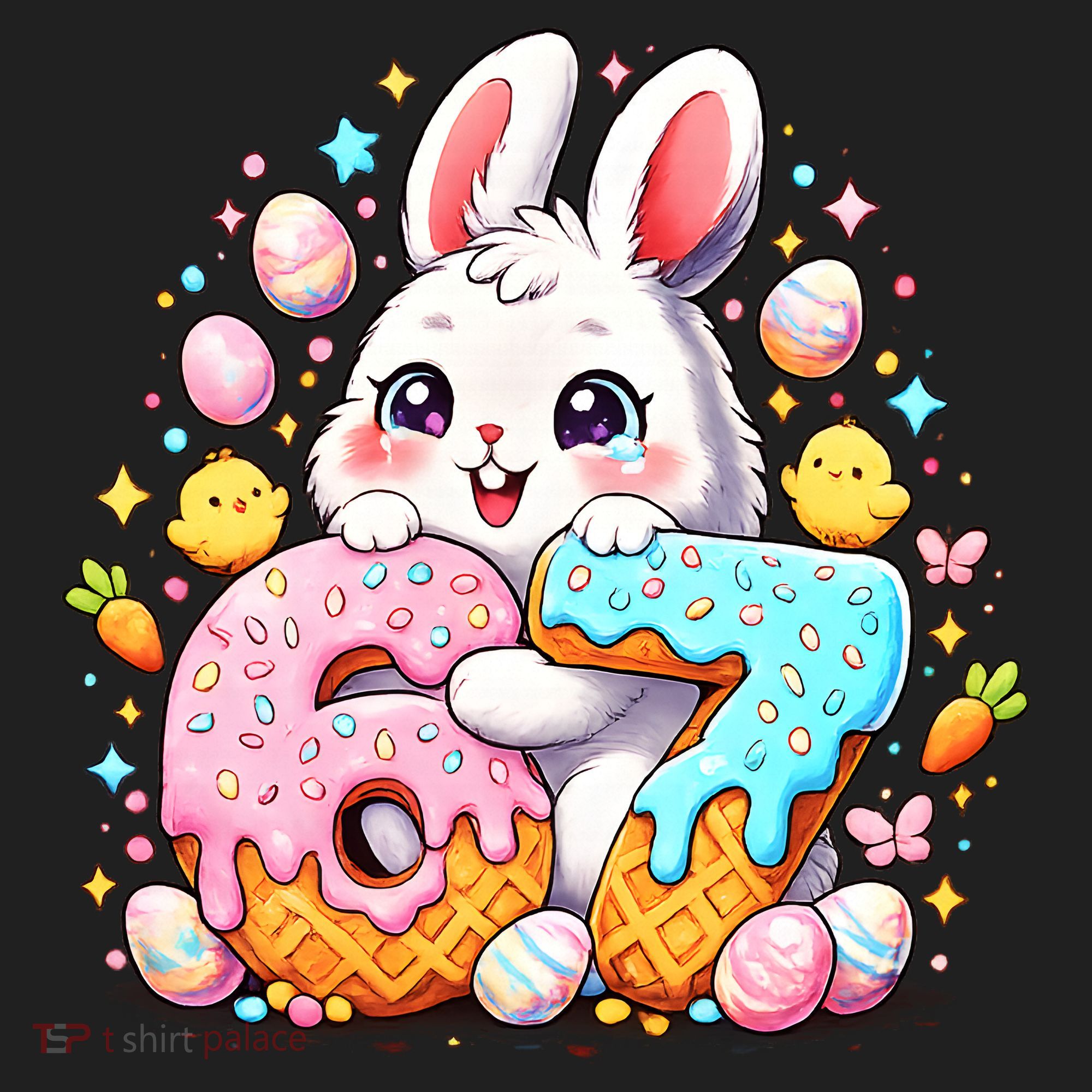 Happy Easter Day 67 Bunny Six Seven 6-7 Eggs Women's Sweatshirt