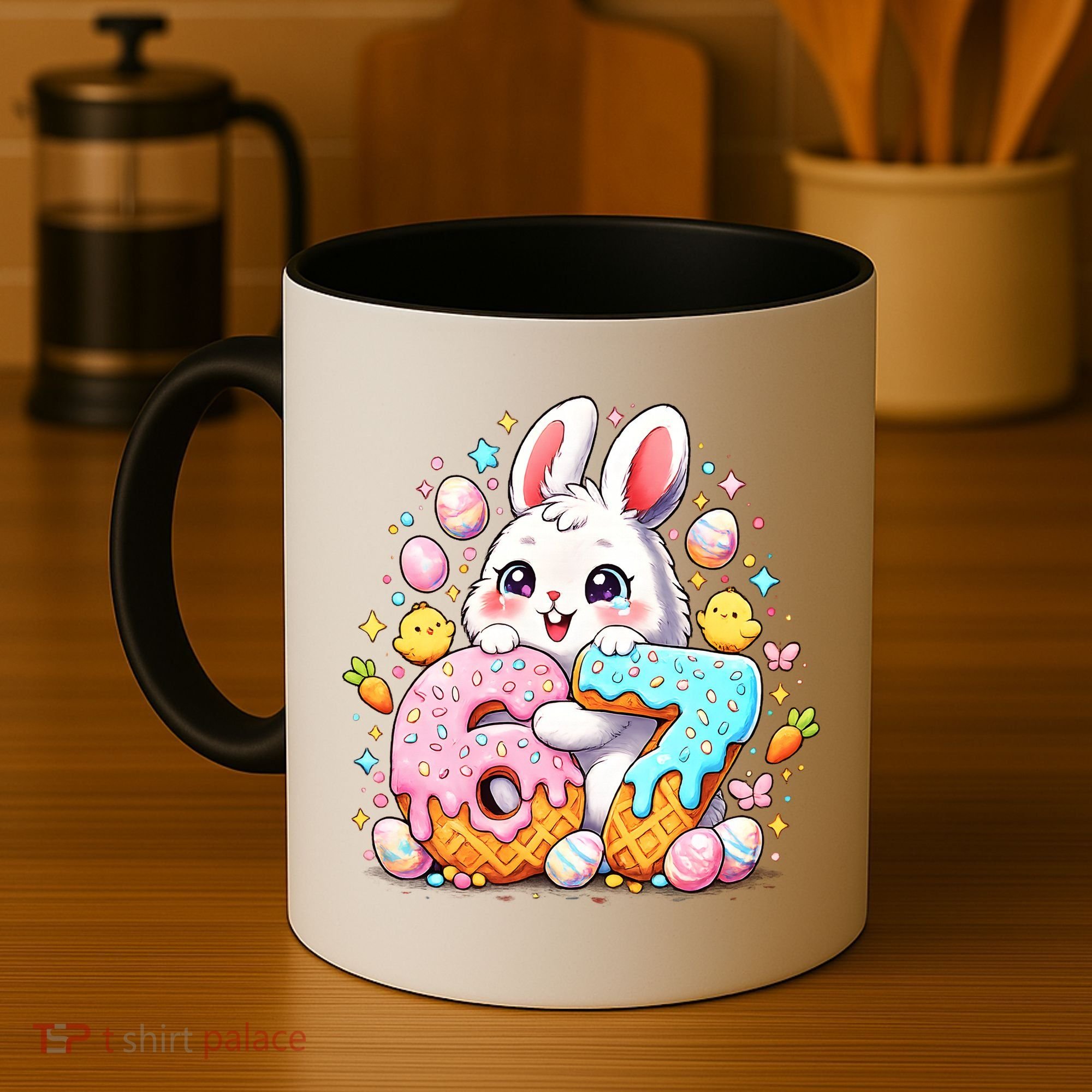 Happy Easter Day 67 Bunny Six Seven 6-7 Eggs Coffee Mug
