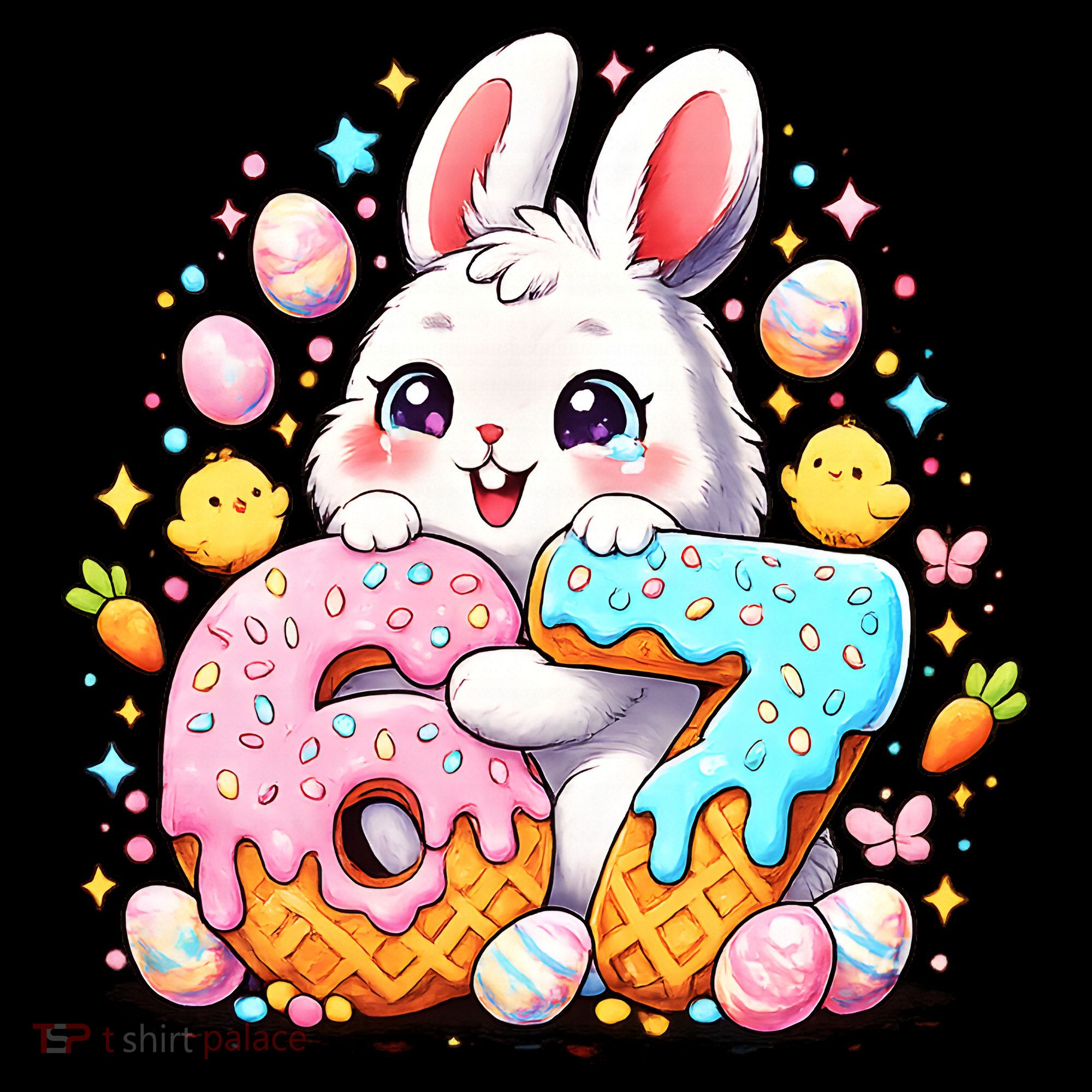 Happy Easter Day 67 Bunny Six Seven 6-7 Eggs Women's Hoodie