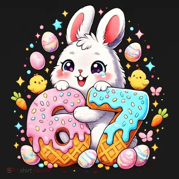 Happy Easter Day 67 Bunny Six Seven 6-7 Eggs Women's Hoodie