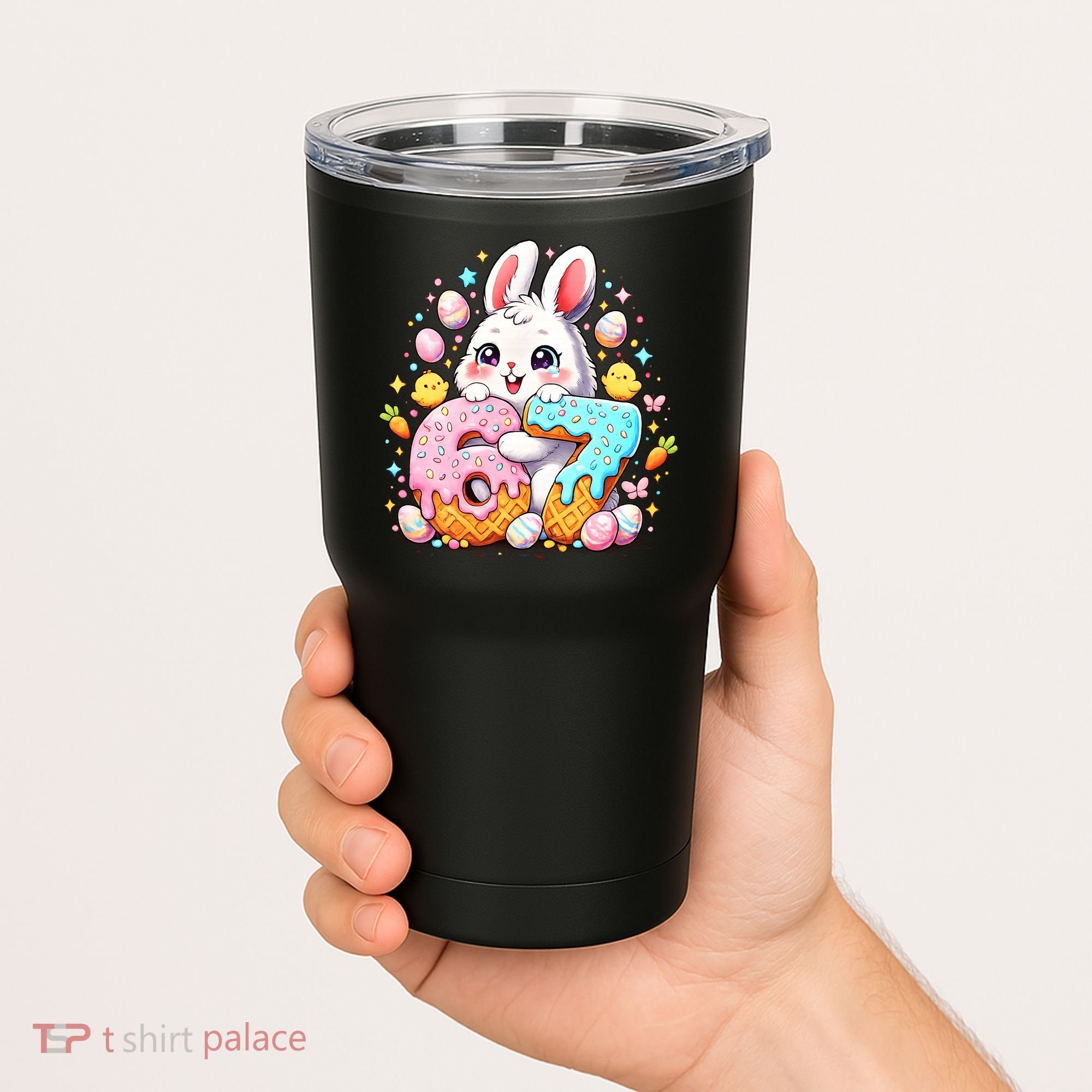Happy Easter Day 67 Bunny Six Seven 6-7 Eggs Tumbler