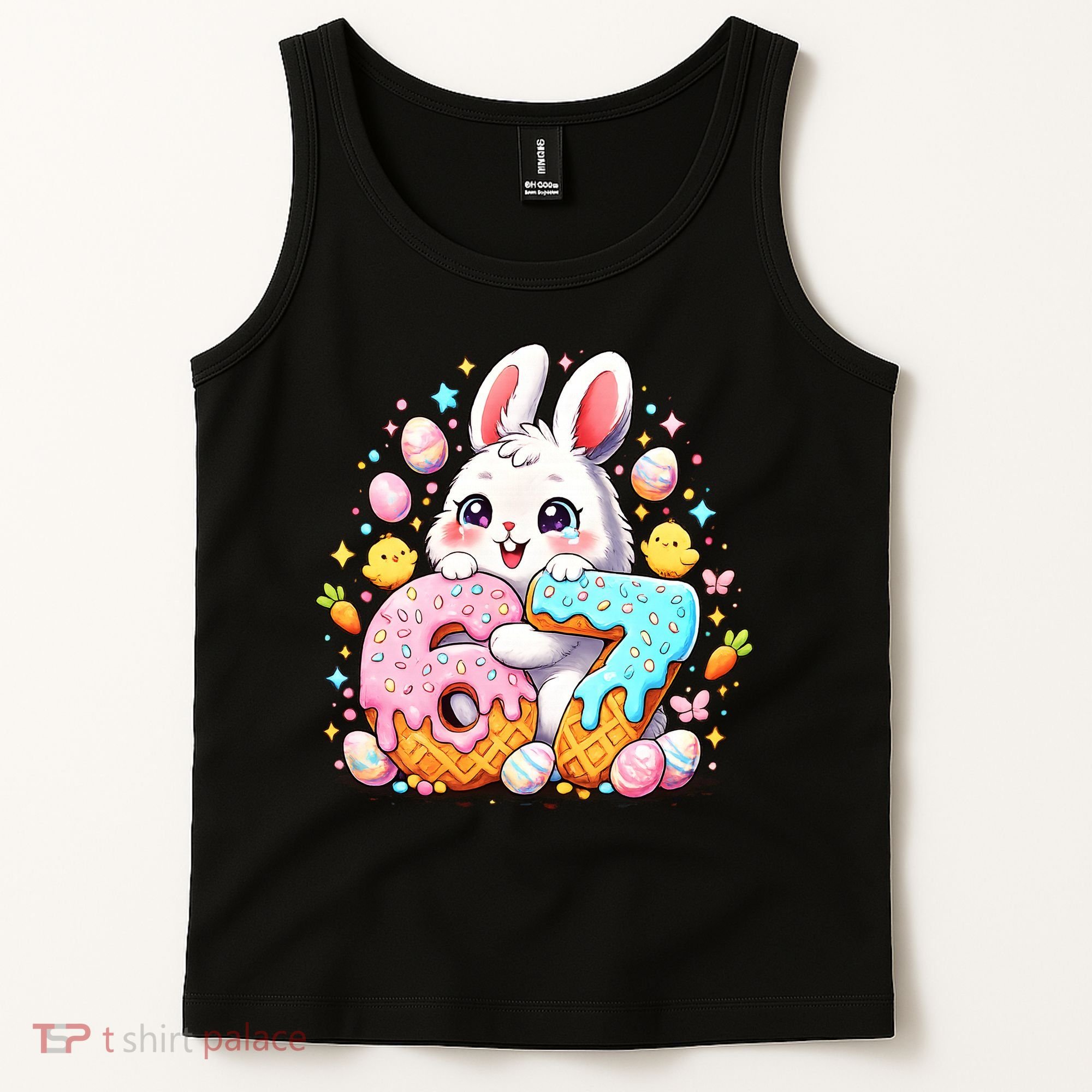 Happy Easter Day 67 Bunny Six Seven 6-7 Eggs Tank Top