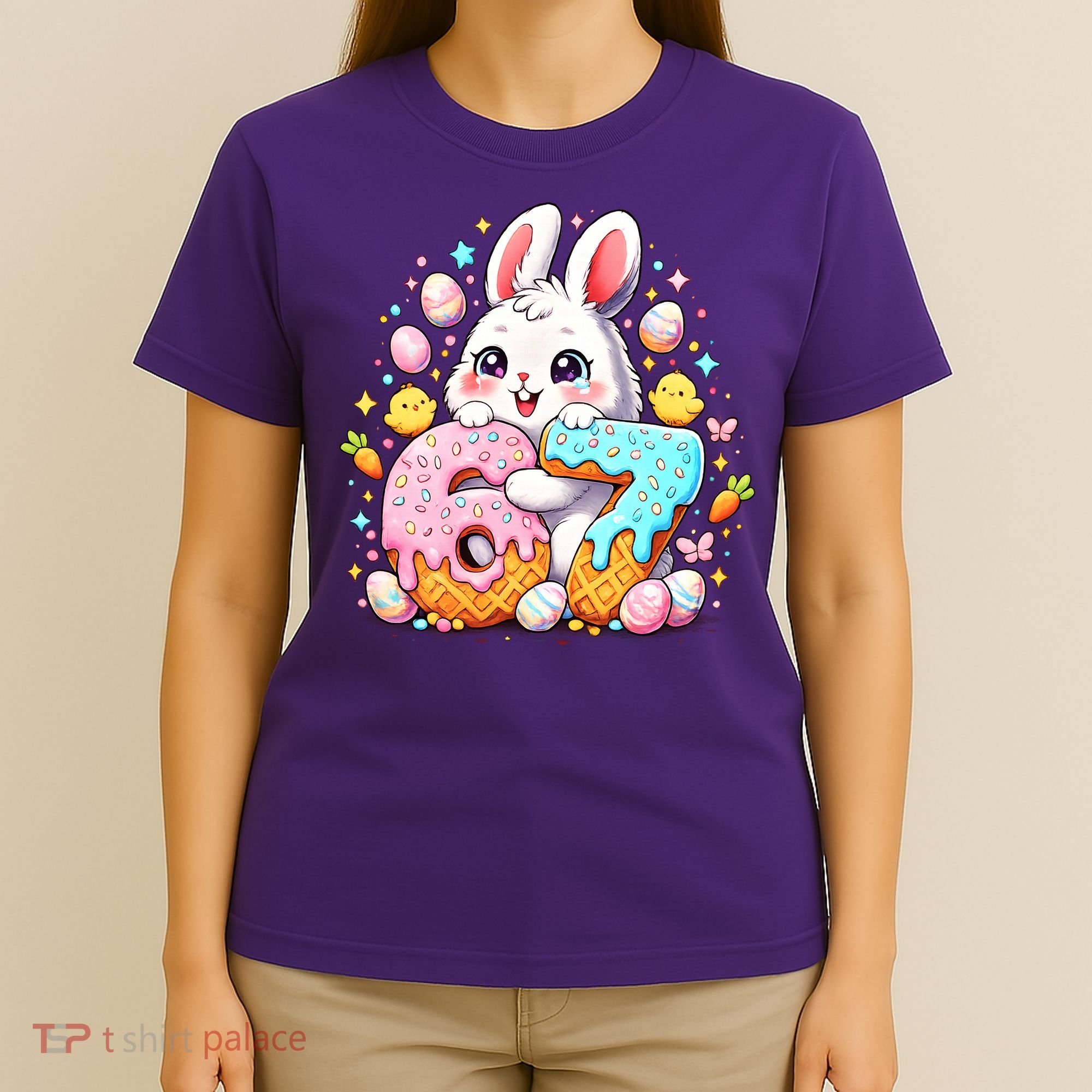 Happy Easter Day 67 Bunny Six Seven 6-7 Eggs T-Shirt