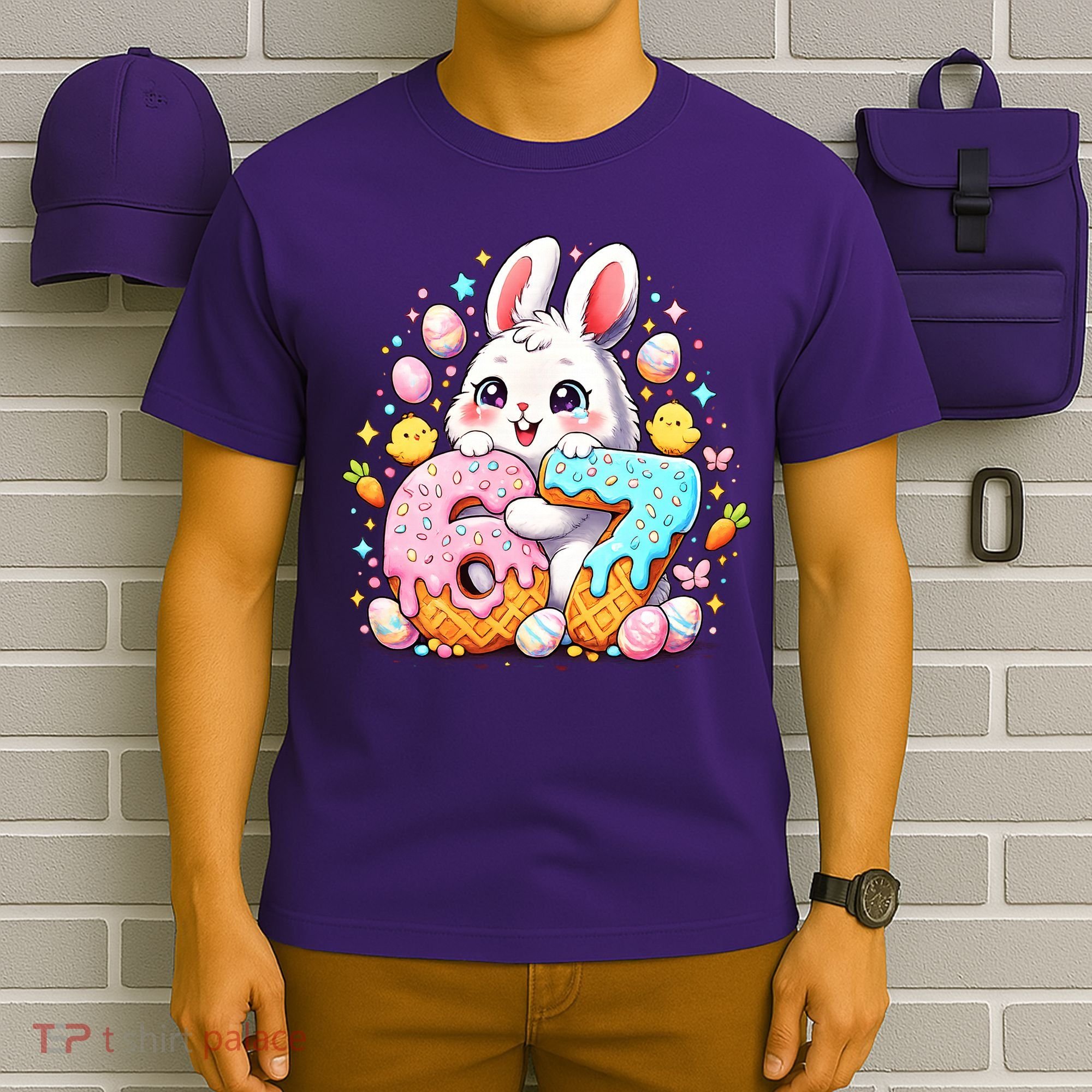 Happy Easter Day 67 Bunny Six Seven 6-7 Eggs T-Shirt