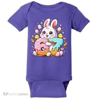 Happy Easter Day 67 Bunny Six Seven 6-7 Eggs Baby Bodysuit