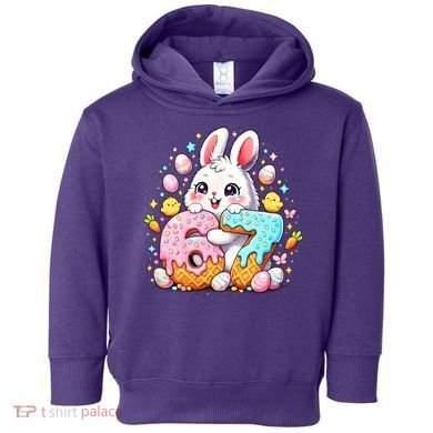 Happy Easter Day 67 Bunny Six Seven 6-7 Eggs Toddler Hoodie
