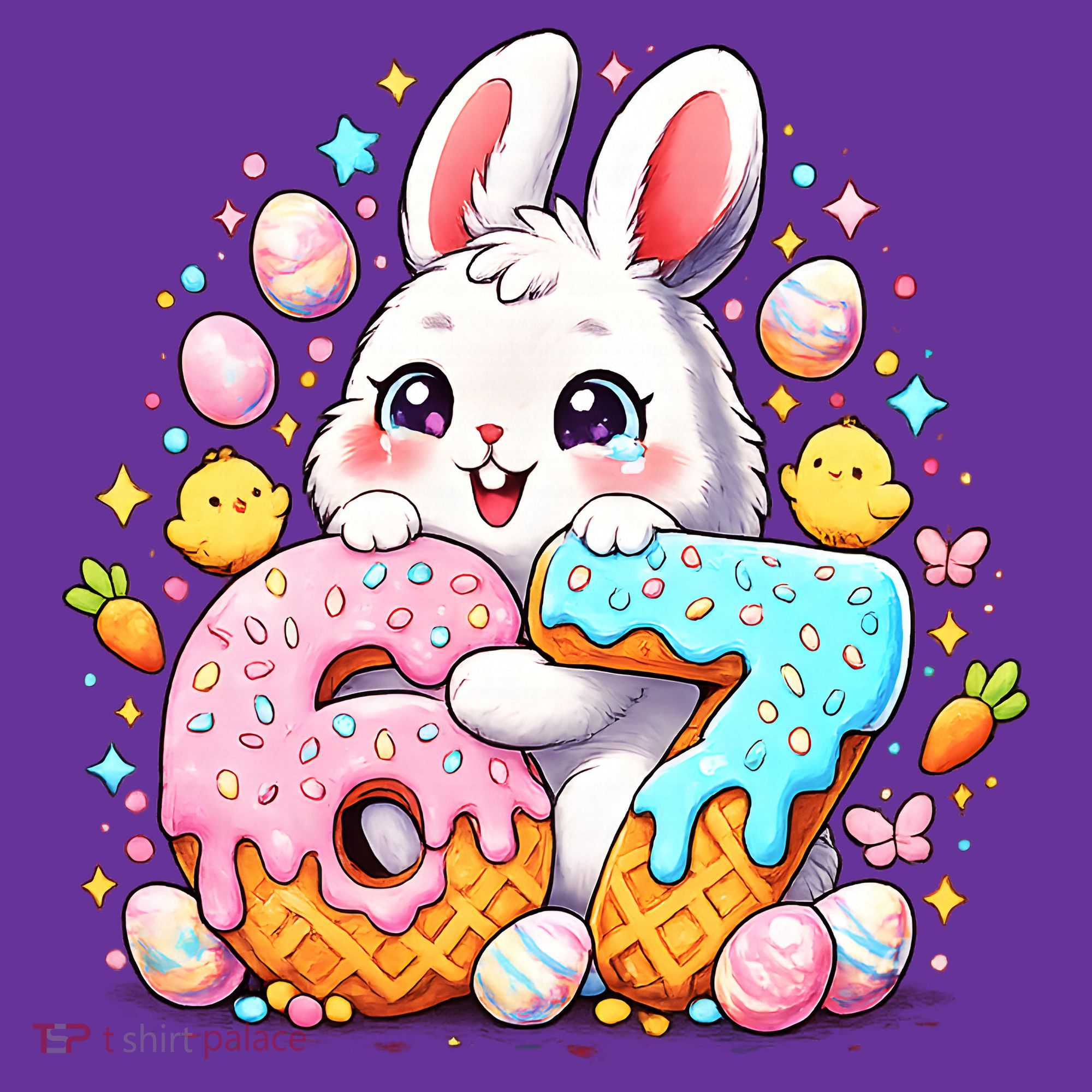 Happy Easter Day 67 Bunny Six Seven 6-7 Eggs Toddler Hoodie