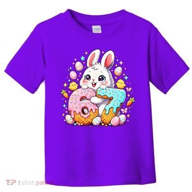 Happy Easter Day 67 Bunny Six Seven 6-7 Eggs Toddler T-Shirt