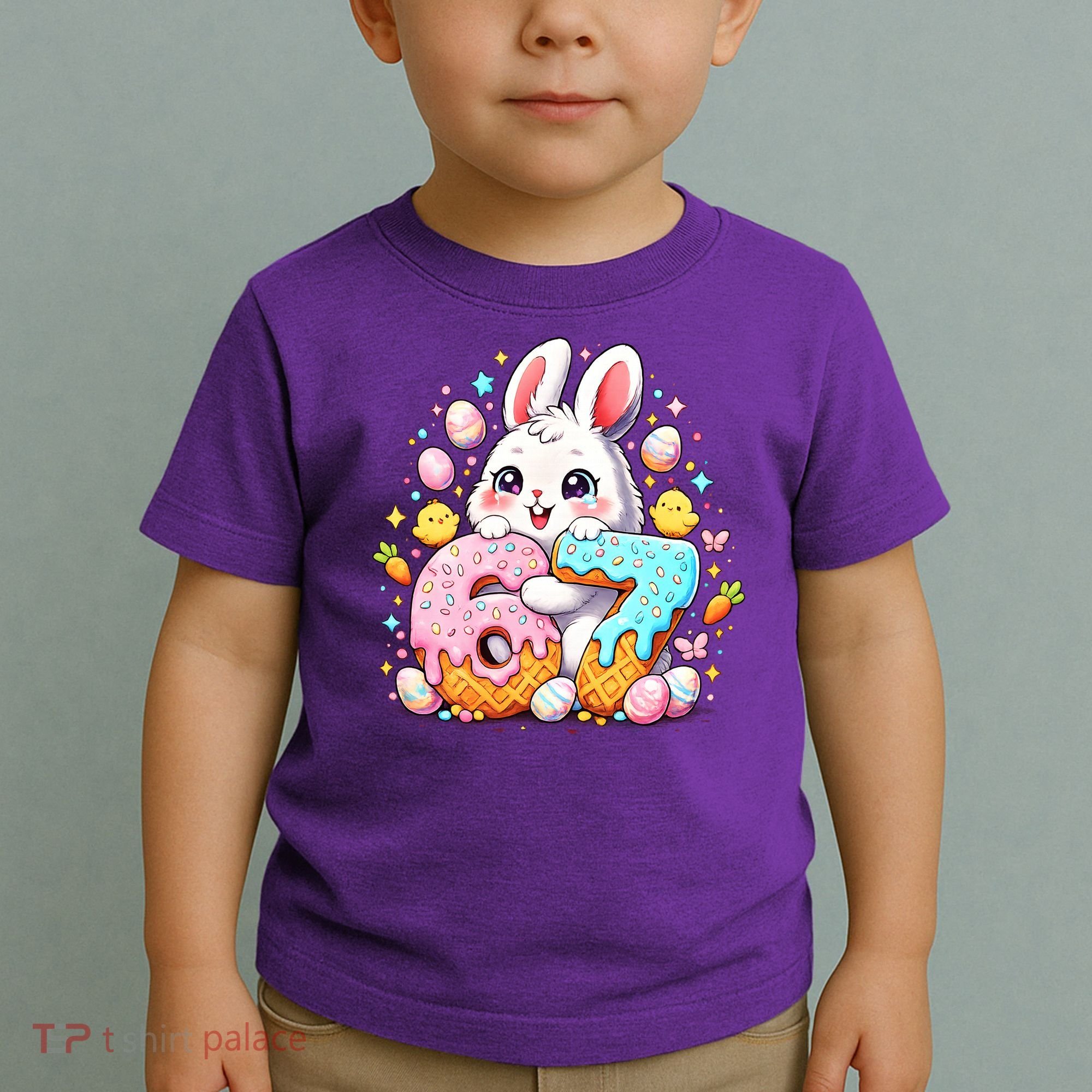 Happy Easter Day 67 Bunny Six Seven 6-7 Eggs Toddler T-Shirt