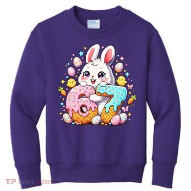 Happy Easter Day 67 Bunny Six Seven 6-7 Eggs Kids Sweatshirt