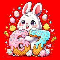 Happy Easter Day 67 Bunny Six Seven 6-7 Eggs Santa Hat thumb 1
