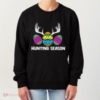 Hunting Eggs Easter Season Deer Antlers Hunter Fun Egg Hunt Women's Sweatshirt thumb 0