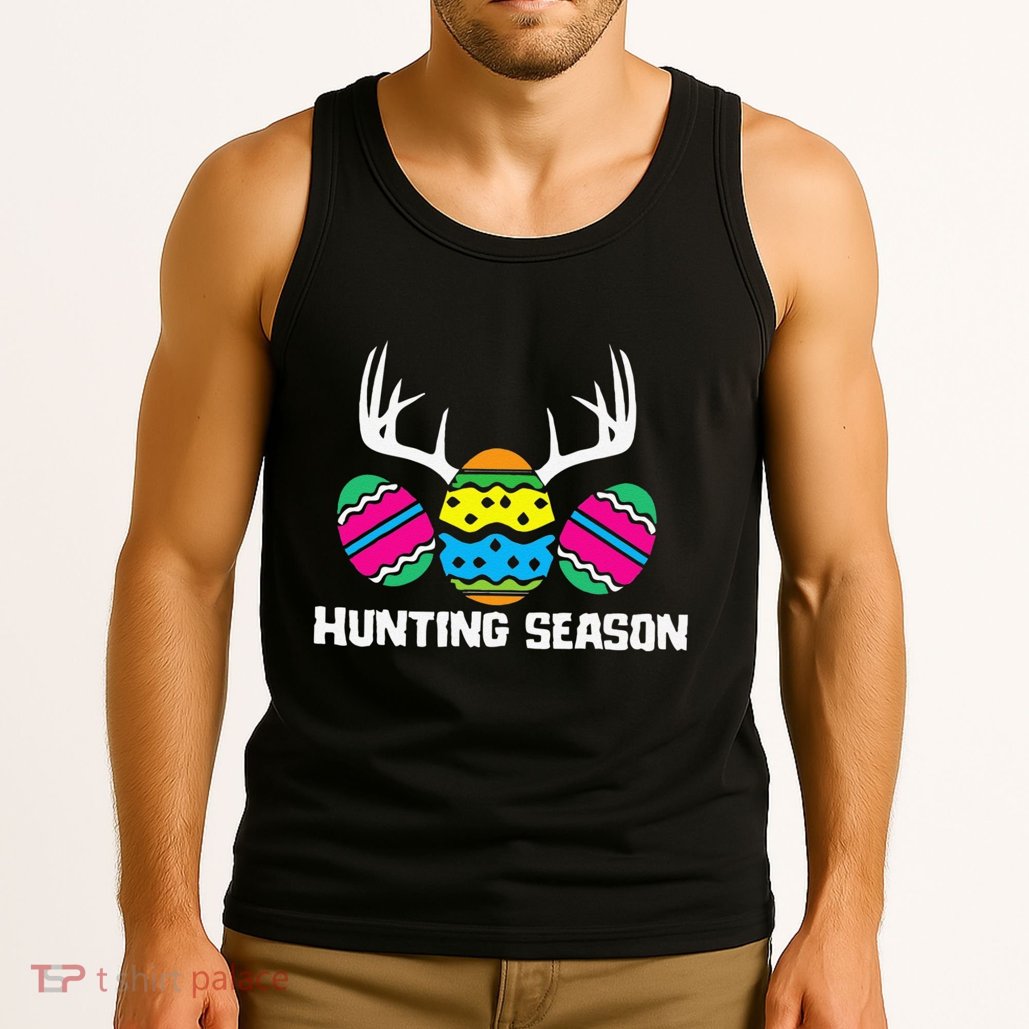 Hunting Eggs Easter Season Deer Antlers Hunter Fun Egg Hunt Tank Top