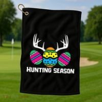 Hunting Eggs Easter Season Deer Antlers Hunter Fun Egg Hunt Golf Towel thumb 1