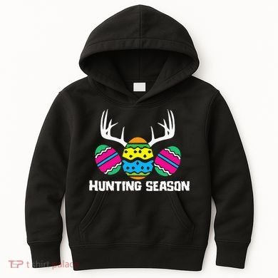Hunting Eggs Easter Season Deer Antlers Hunter Fun Egg Hunt Kids Hoodie