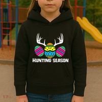 Hunting Eggs Easter Season Deer Antlers Hunter Fun Egg Hunt Kids Hoodie thumb 3