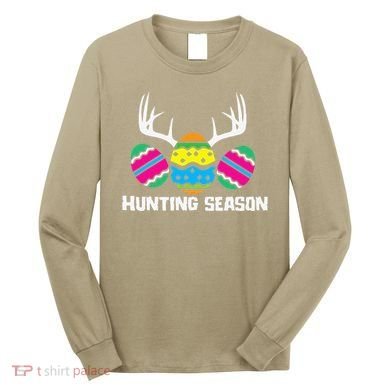 Hunting Eggs Easter Season Deer Antlers Hunter Fun Egg Hunt Long Sleeve Shirt